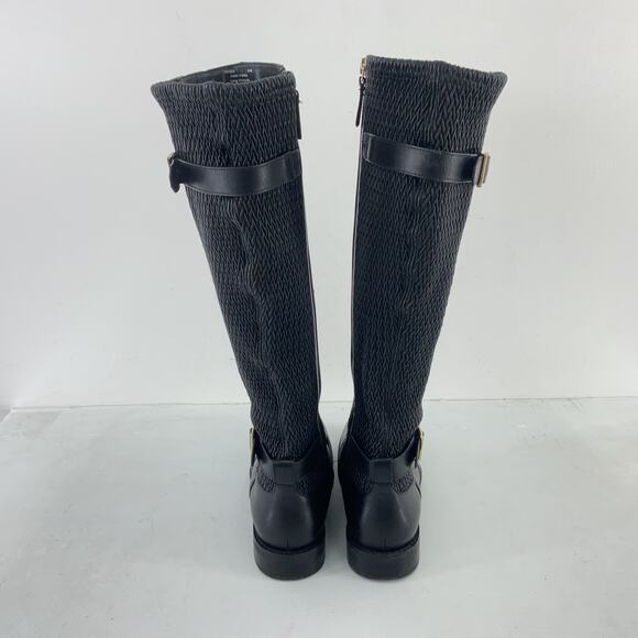 Cole Haan Black Leather Tall Knee-High Quilted Riding Boots Women's Size 9.5 - Picture 3 of 6